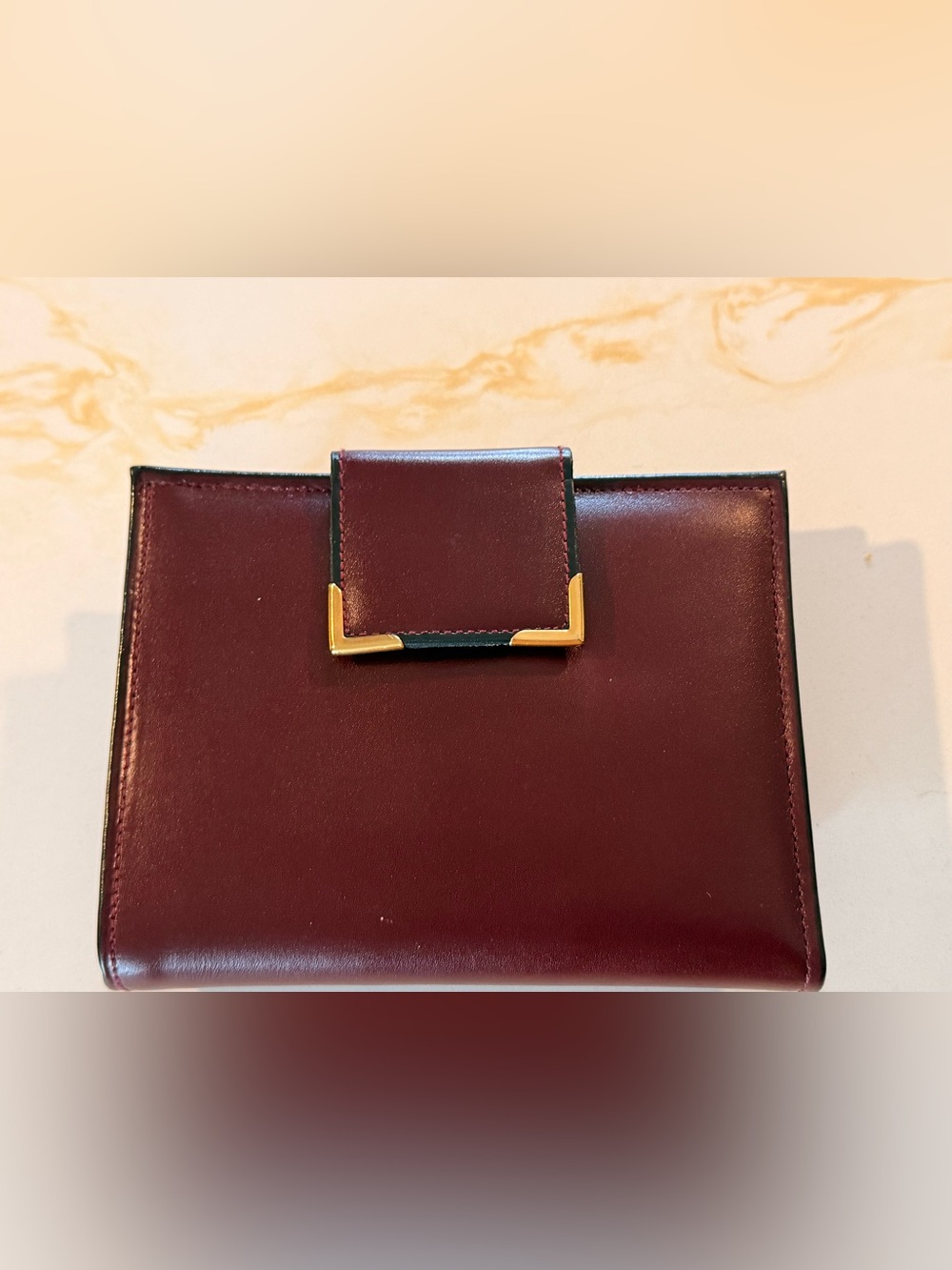 Elegant Burgundy Leather Credit Card Organizer by Di L’ido with Gold Accent